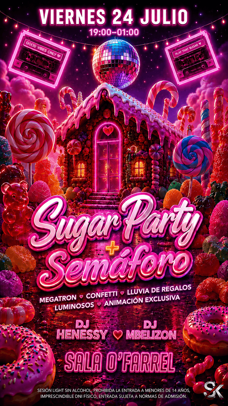 Cartel promocional del próximo evento Sekreto Light en Sala O'Farrel San Fernando Cádiz